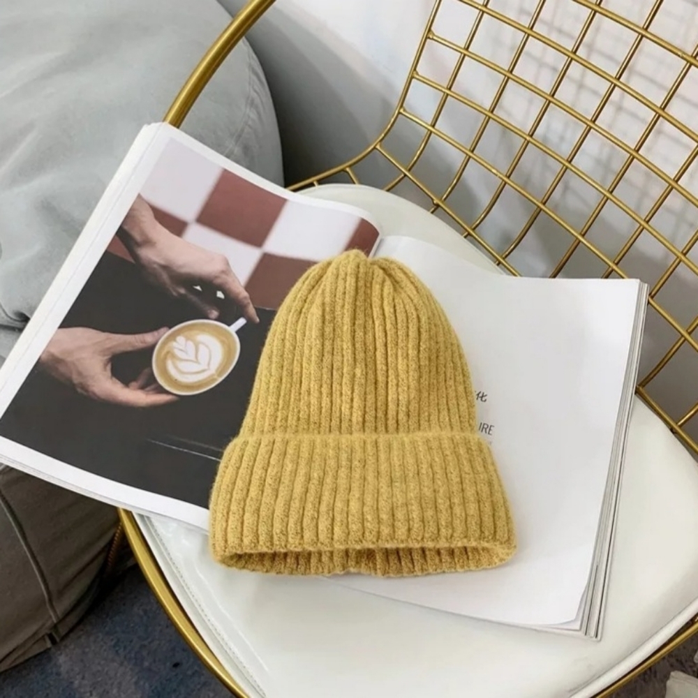 Winter Hat, Faux Fur Lined, Beanie, Toque, New | Yellow
